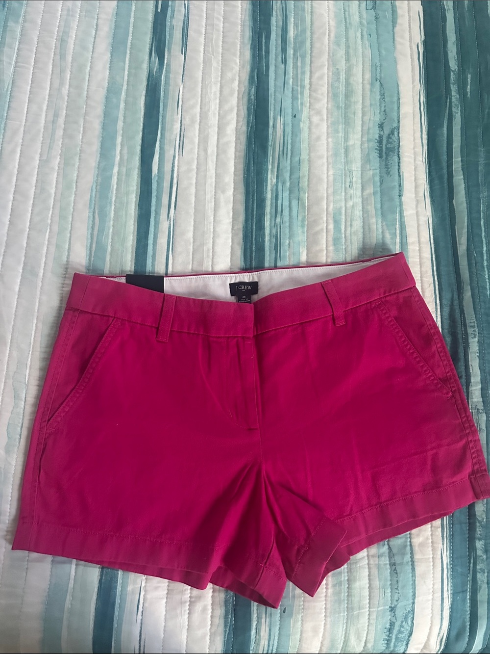 J. Crew Hot Pink High-Waist Cotton Blend Shorts